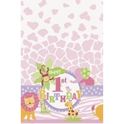 "Pink Safari 1st Birthday" Τραπεζομάντηλο
